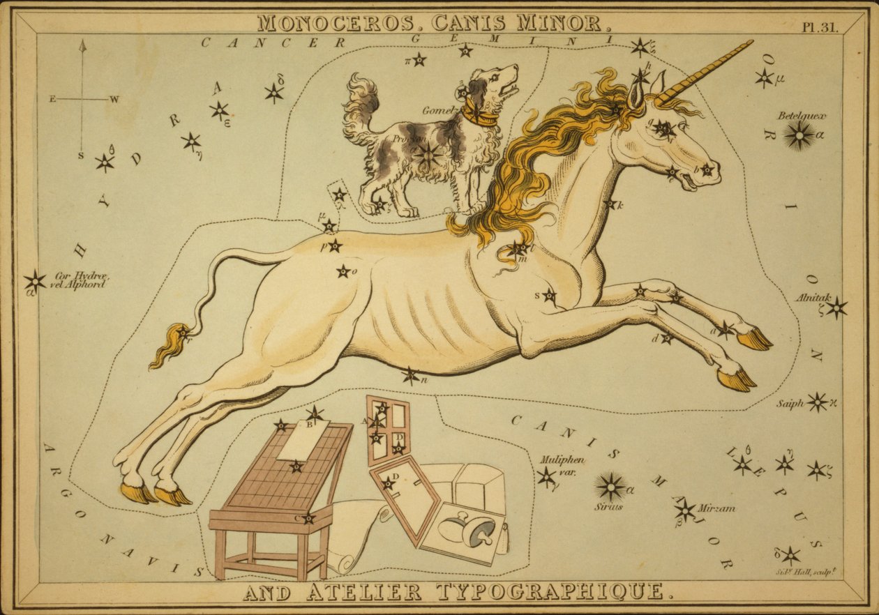 Monoceros, Canis Minor og Atelier Typographique, Illustration fra 