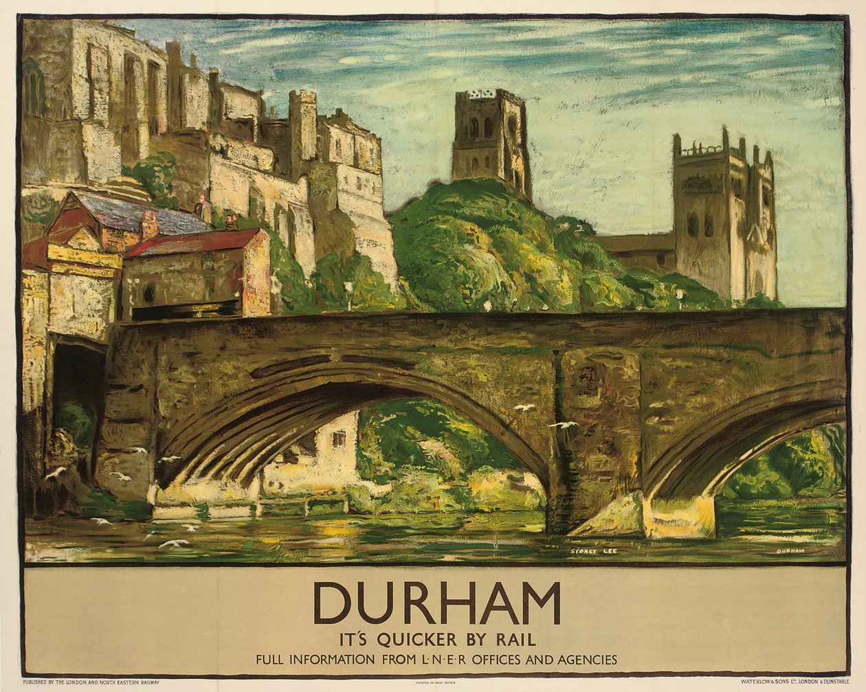 En plakat fra British Railways, der reklamerer for Durham, ca. 1935 (farvelitografi) af Sydney Lee