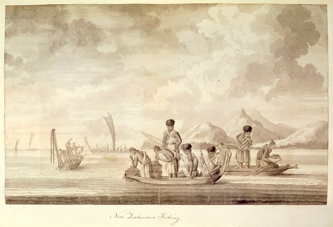 Add.23920, f.44 New Zealanders fiskeri, januar 1770 af Sydney Parkinson