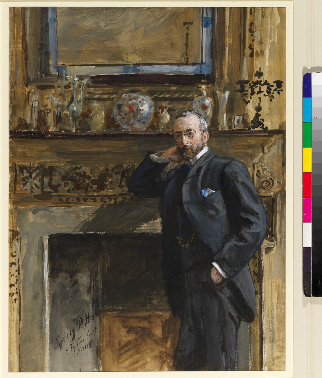 Gentleman i et interiør ved 5 Fig Tree Court, 1890 af Sydney Prior Hall