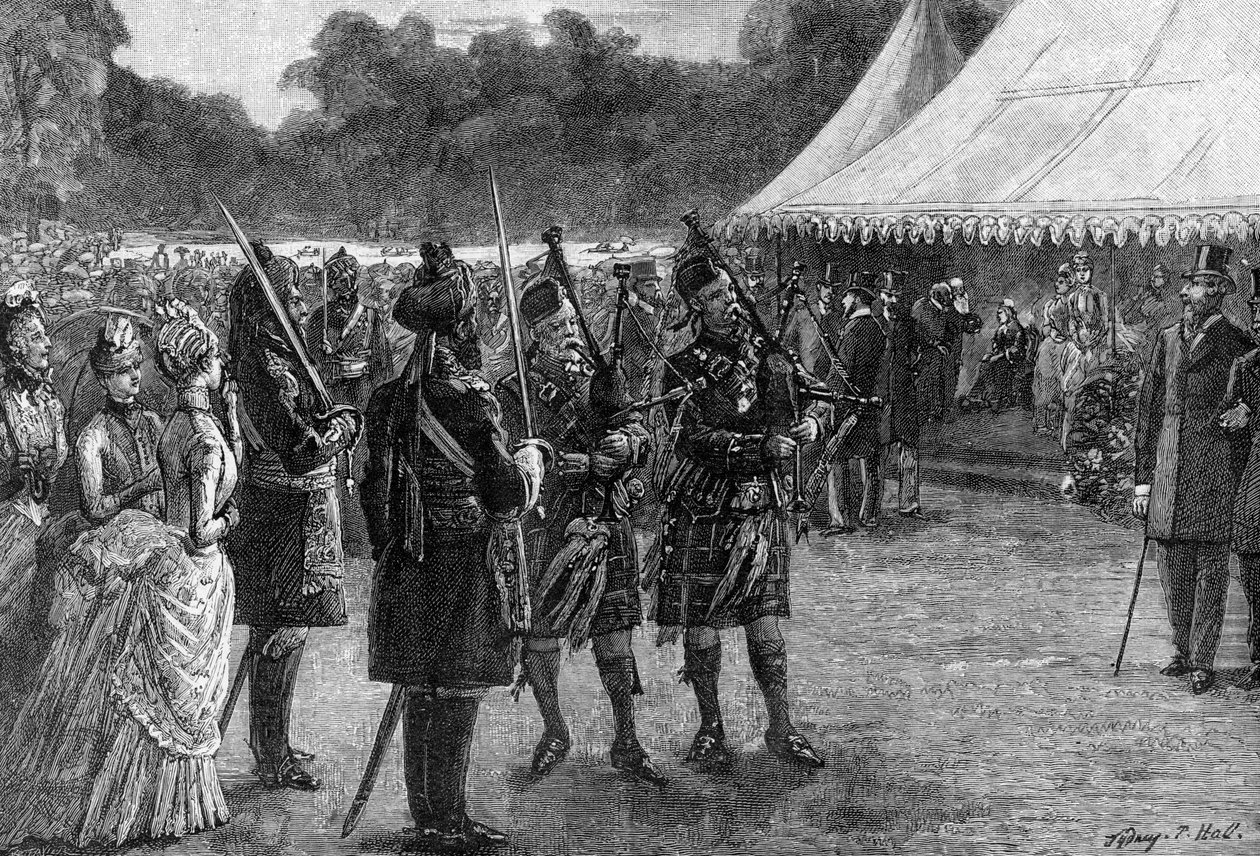 Det kongelige telt ved jubilæumshavefesten, Buckingham Palace, London, slutningen af det 19. århundrede, 1900. af Sydney Prior Hall
