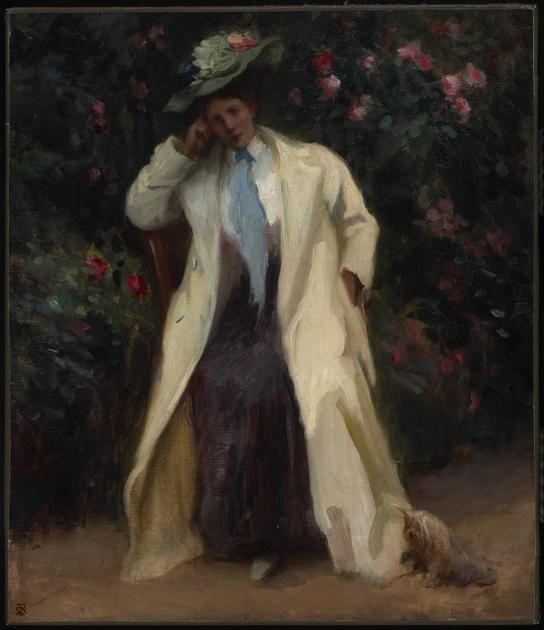 Lady with a Dog, ca. 1898 (olie på lærredstavle) af Sydney Strickland Tully