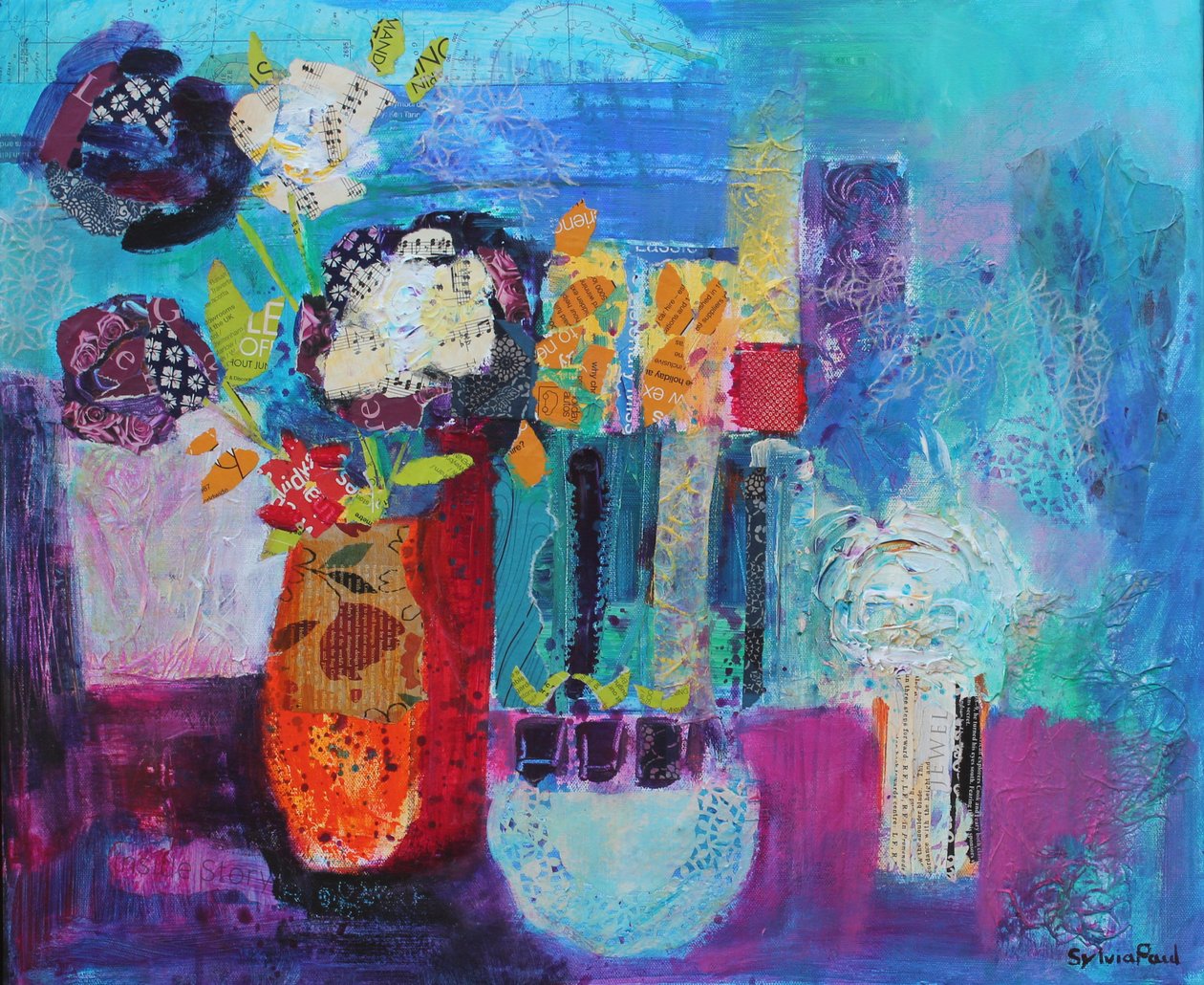 Blue Beyond 2013 akrylpapir collage af Sylvia Paul