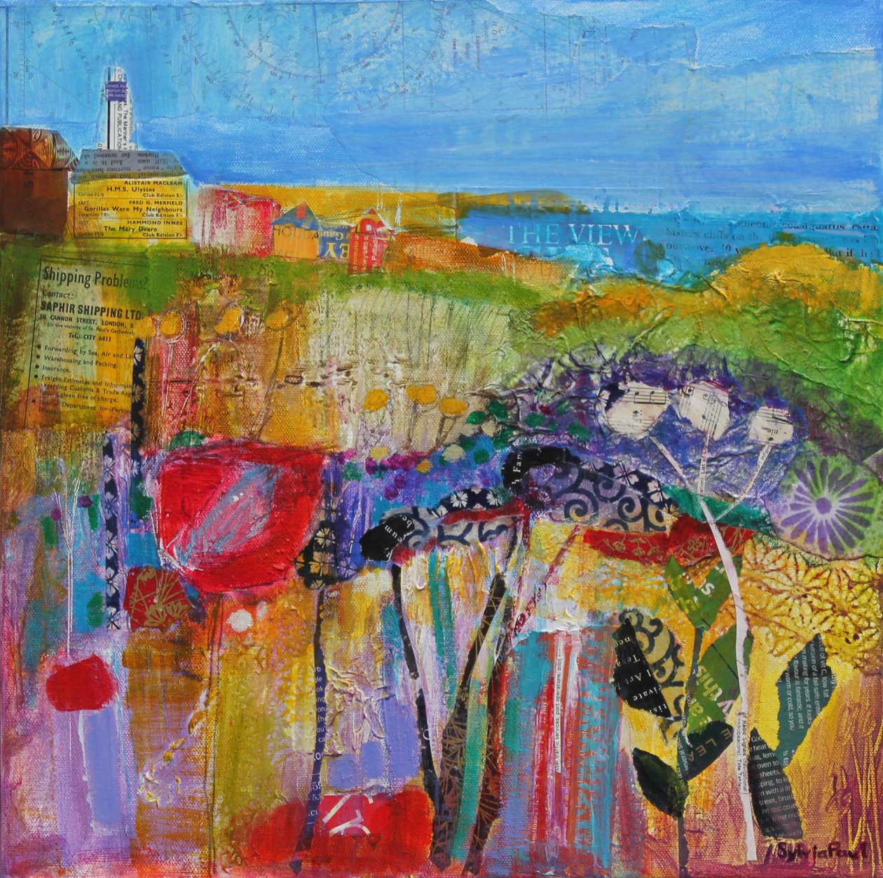 Coastal Meadow 2013, akrylpapir collage af Sylvia Paul