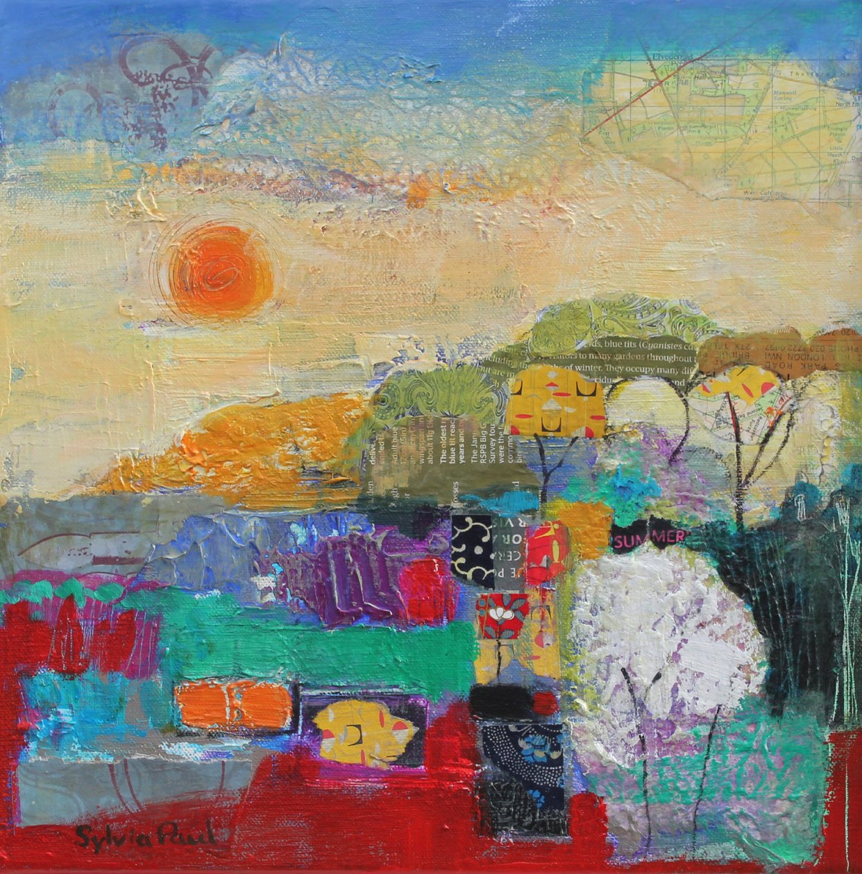 Colors of Summer 2014 akrylpapir collage af Sylvia Paul