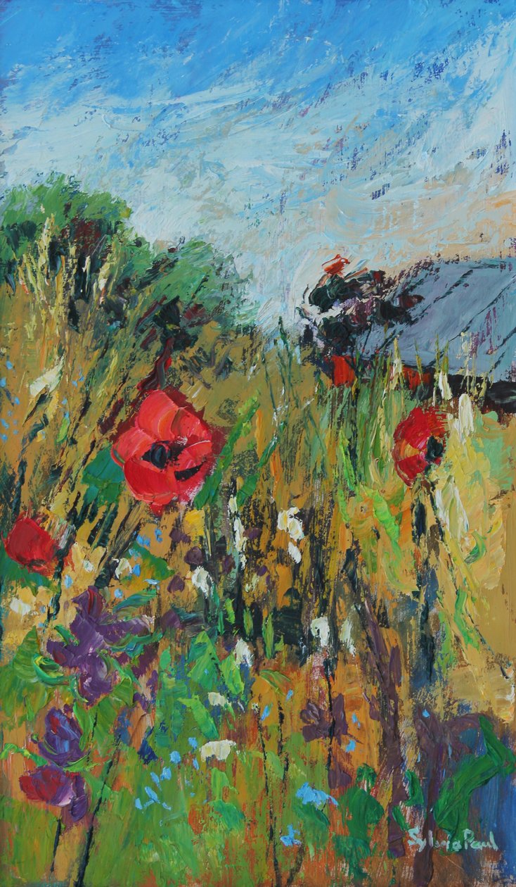 Meadow Flowers, 2012, olie på bord af Sylvia Paul
