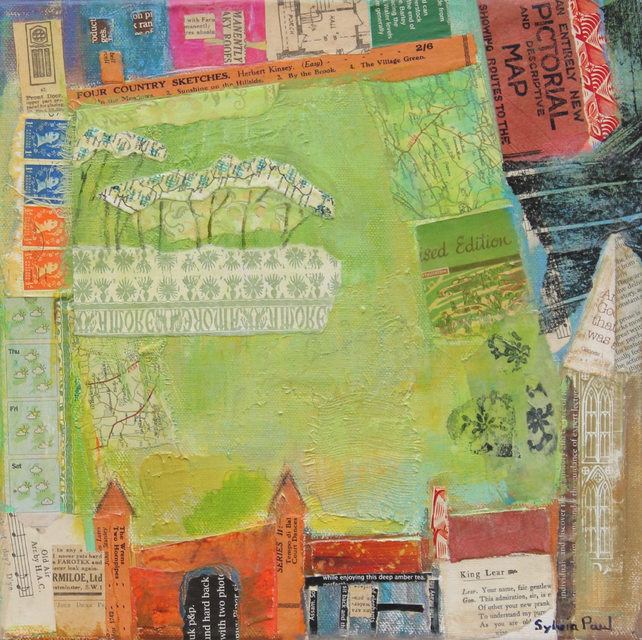 The Green 2012, akrylpapir collage af Sylvia Paul