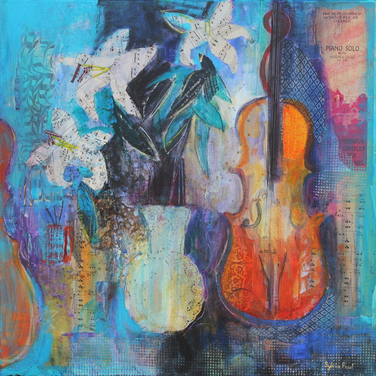 Trio 2014 akrylpapir collage af Sylvia Paul