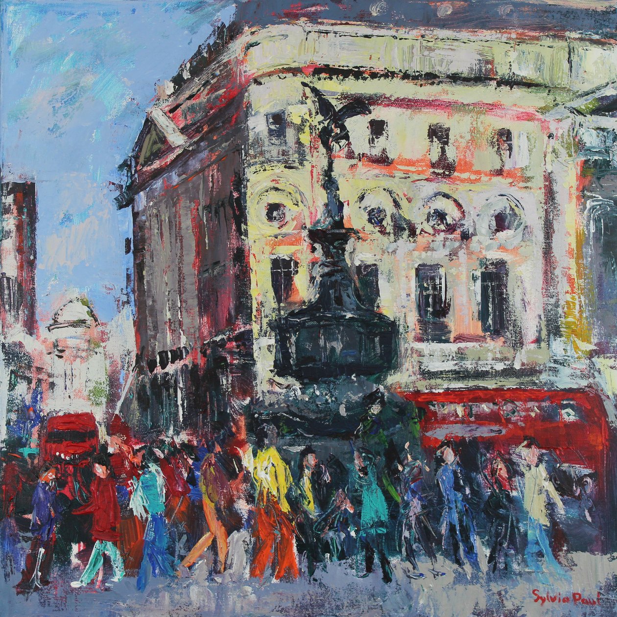 Piccadilly People, 2024 (akryl) af Sylvia Paul