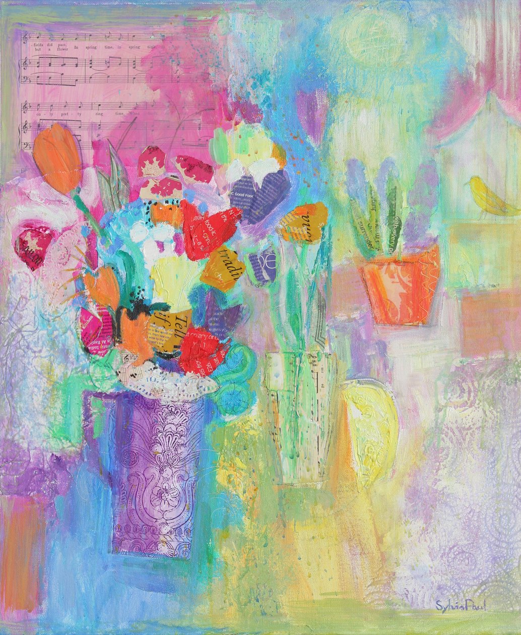 That Springtime Feeling 2014, akrylpapircollage af Sylvia Paul