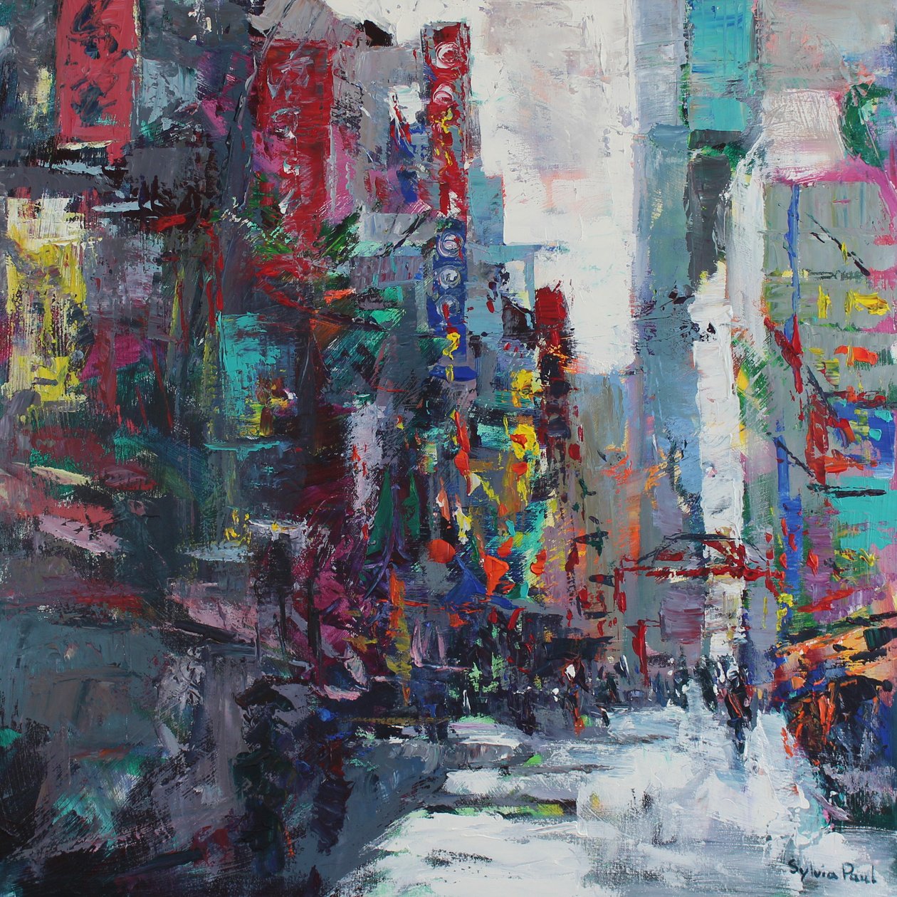 Tokyo Street, 2024 (akryl) af Sylvia Paul