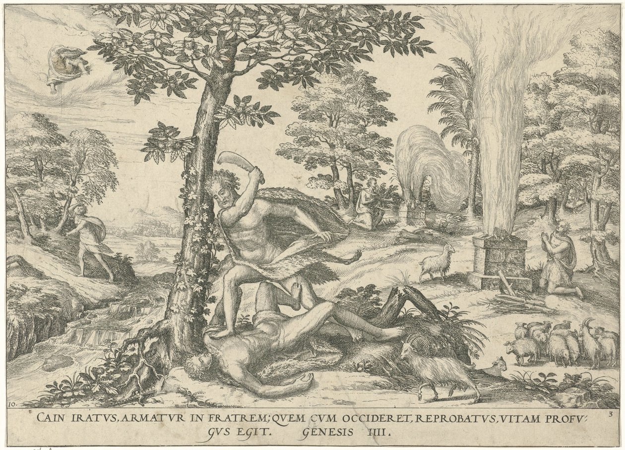 Kain og Abel Figurer og billeder af bøger (serietitel) af Symon Novelanus (attributed to)