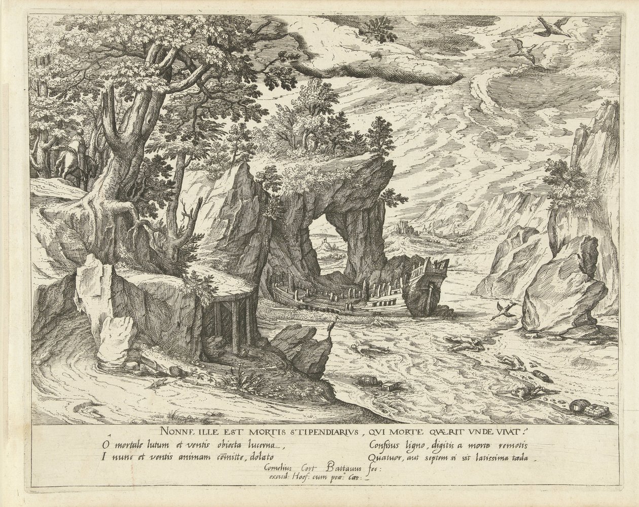 skibbrud Allegoriske landskaber (serietitel) af Symon Novelanus (attributed to)