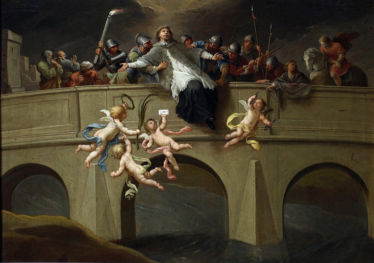 Le martyre de Jean Nepomucene (1345-1393) - Saint John Nepomuks martyrium par Czechowicz, Szymon (1689-1775). Olie på lærred, størrelse: 61x86,5, ca. 1750, Nationalmuseet, Warszawa af Szymon Czechowicz