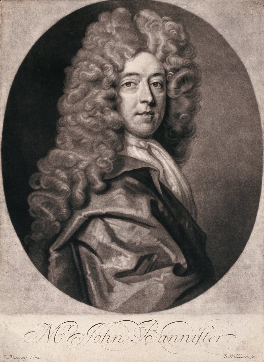 John Bannister (ca. 1625-79) graveret af R. Smith (mezzotint) af T. Murray