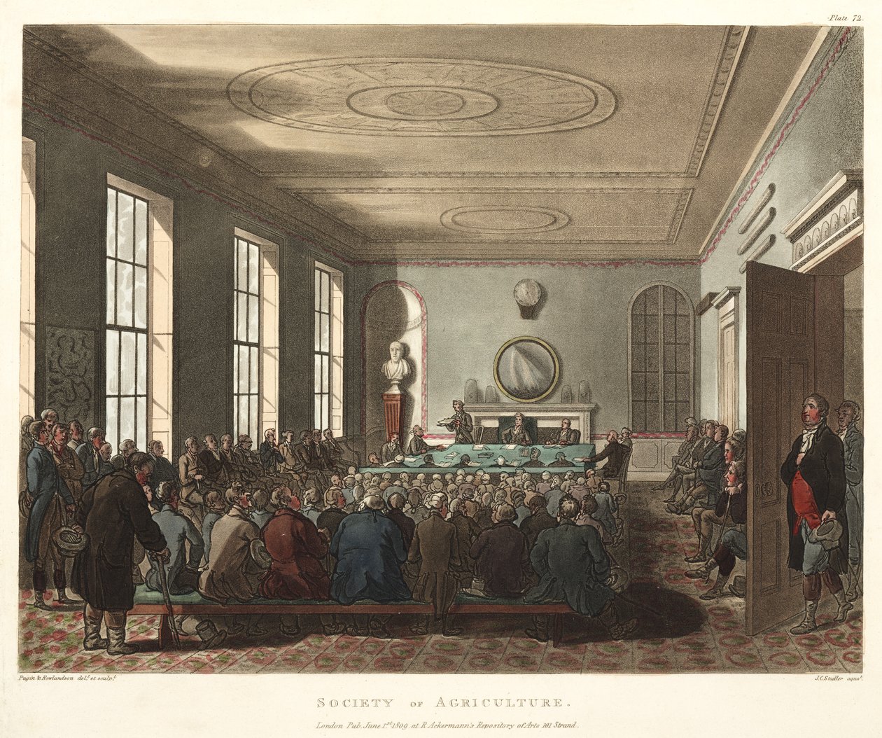 Society of Agriculture, fra Ackermanns Microcosm of London, graveret af Joseph Constantine Stadler (fl.1780-1812) 1809 (håndfarvet akvatint) af T. and Pugin Rowlandson