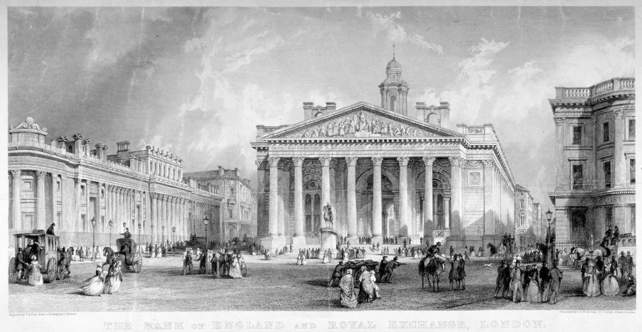 Royal Exchange, City of London, c1850. af TA Prior