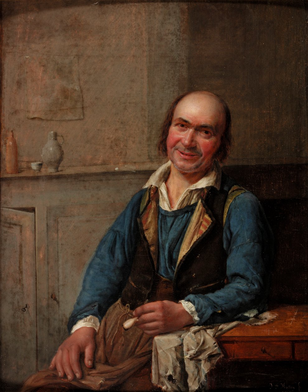 Portræt af en smilende mand, 1837 af T.F. Hutten