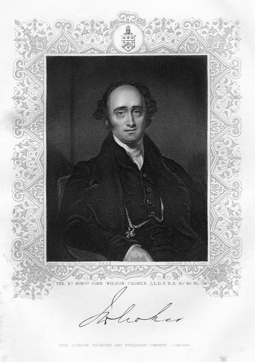 John Wilson Croker 1780-1857, Irish statesman and author, 19th century.dani af TH Parry