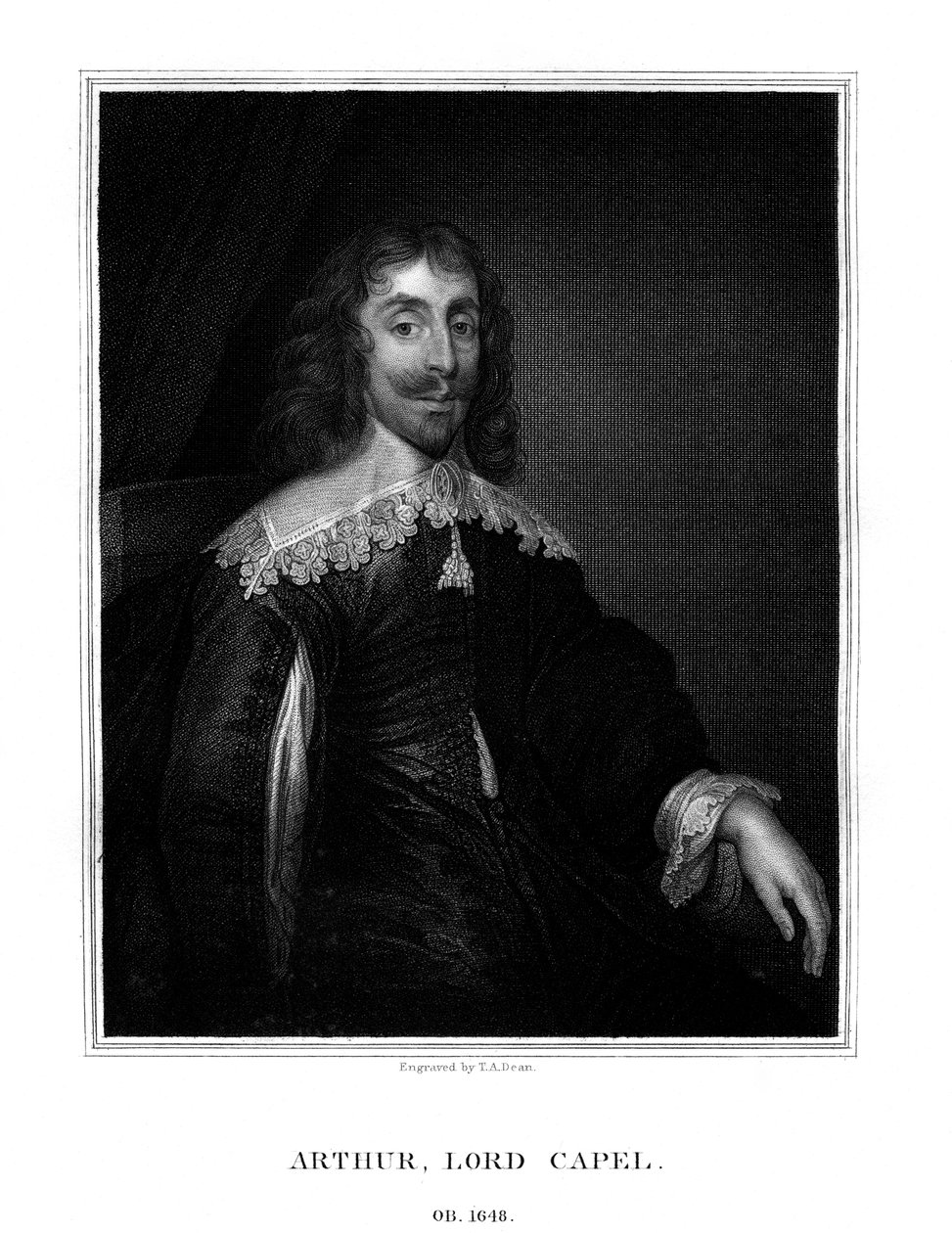 Arthur Capel, 1. baron Capel, engelsk royalist, 1825. af T. A. Dean