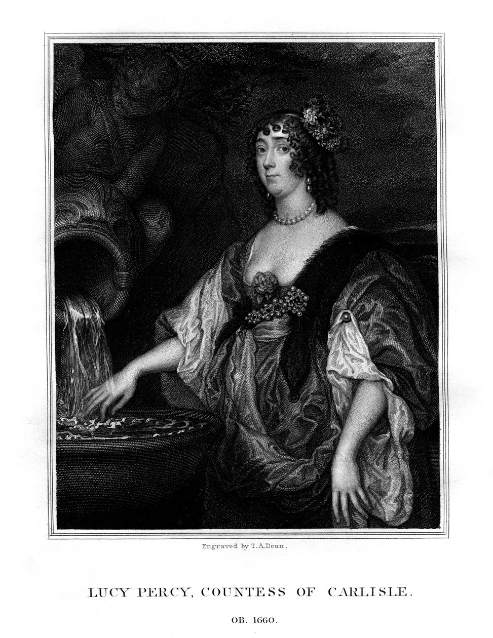 Lucy Hay, grevinde af Carlisle, engelsk socialite, 1825. af T. A. Dean