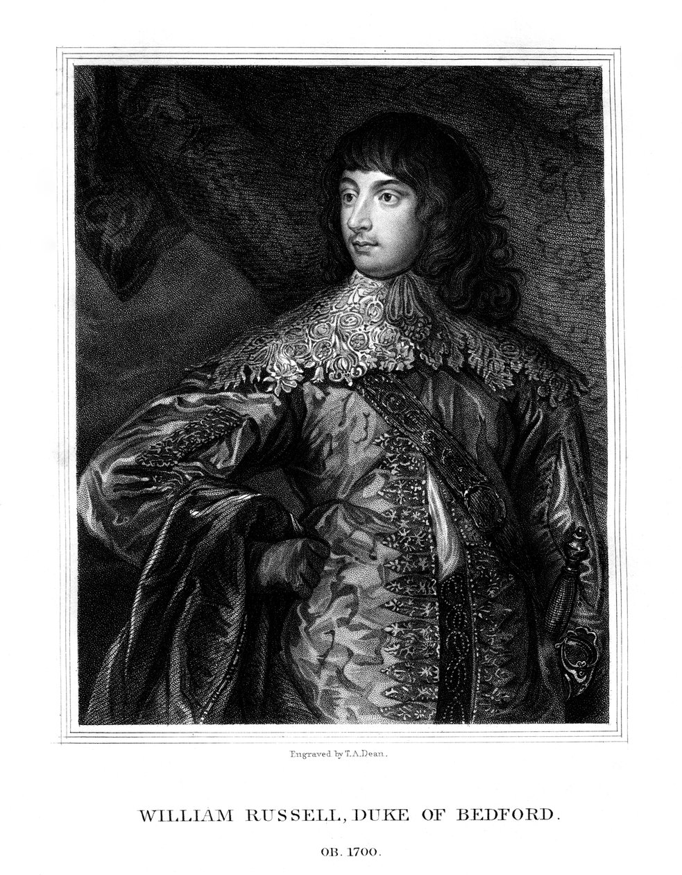 William Russell, 1. hertug af Bedford, britisk soldat, 1825. af T. A. Dean