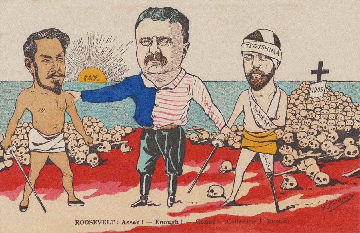Roosevelt: Assez! - Nok! - Genug! En karikatur om Portsmouth-traktaten, 1905. af T. Bianco