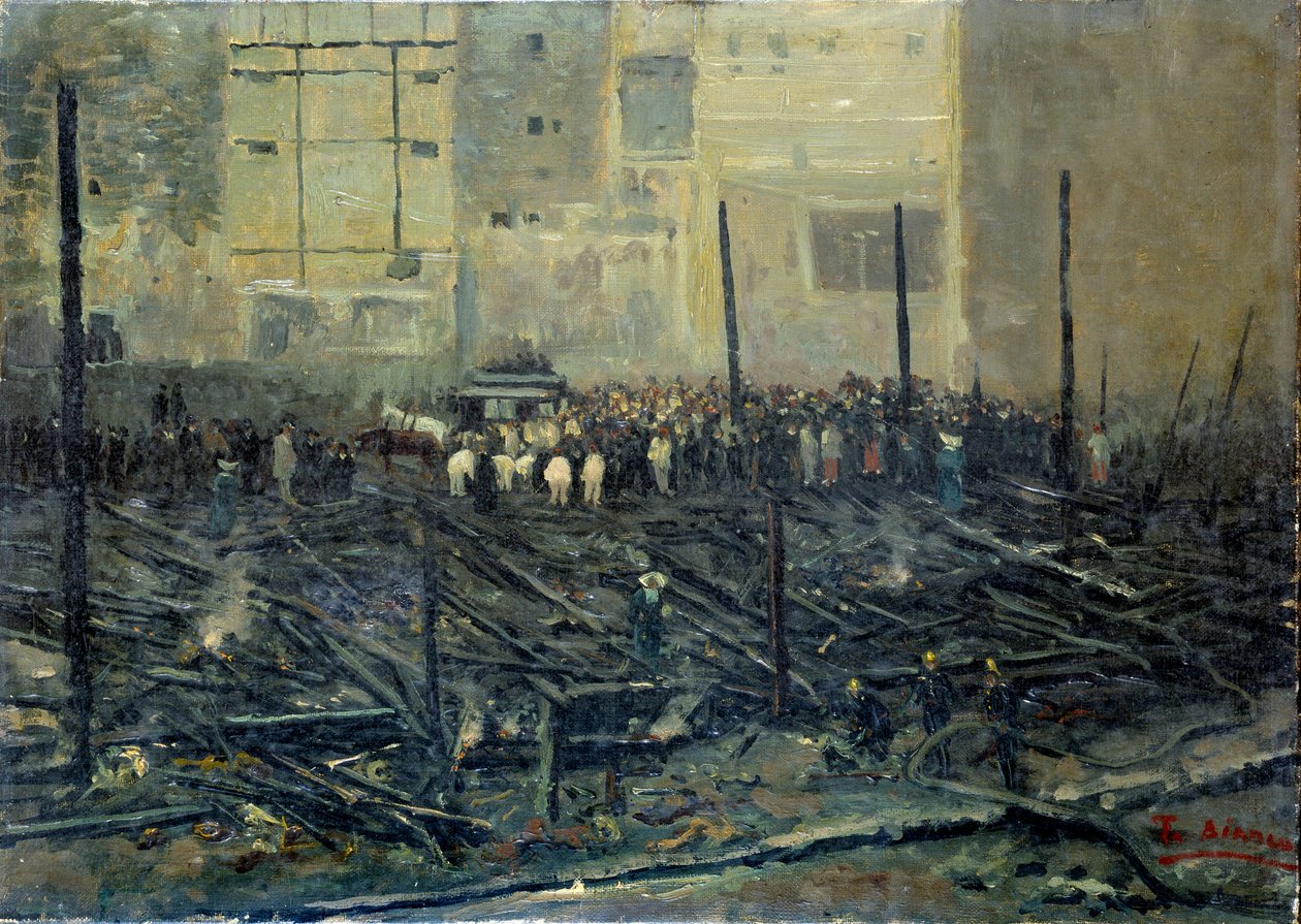The Bazaar of Charity efter branden den 4/05/1897 Maleri af T. Bianco (1800-tallet) 1897 Paris, Musee Carnavalet af T. Bianco