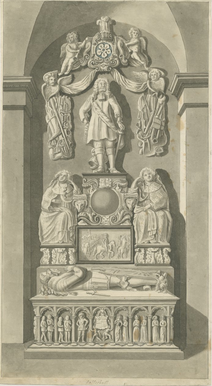 Interiør af Patshull Church - Astley-grave: sepia-tegning, nd [slutningen af det 18. århundrede] (tryk) af T Carter