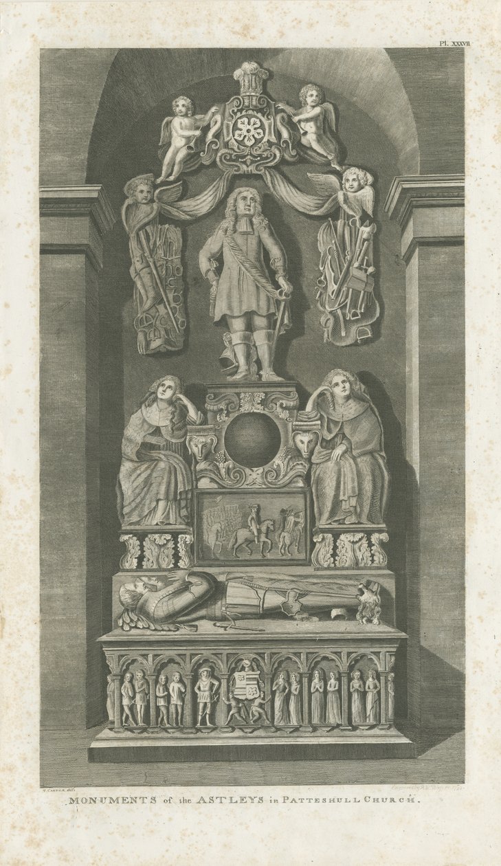 Interiør af Patshull Church - Astleys grave: gravering, [c 1799] (tryk) af T Carter