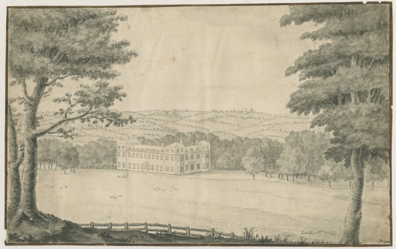 Sandwell Park - Hall: blæk og vask tegning, 1770 af T Carter