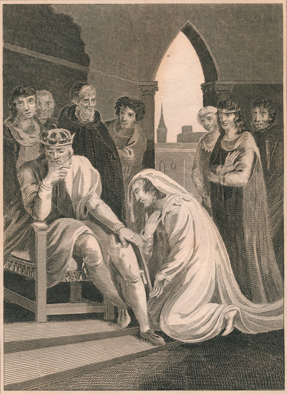 Dronning af Richard II, går i forbøn for Simon Burleys liv, 1388, 1864 af T. Cook