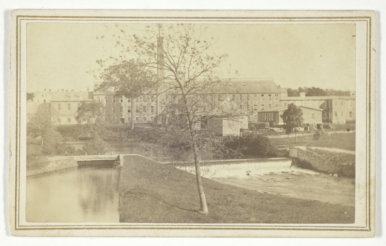 Uden titel (flod med vandfald og fabriksbygning) af T. Holmes