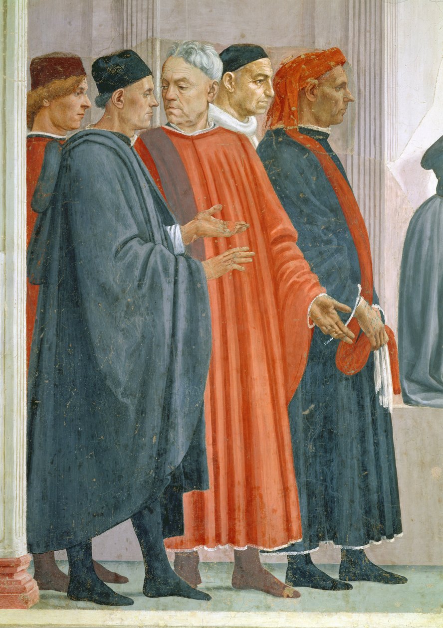 The Raising of the Son of Theophilus, King of Antioch, Detail of Dignitarys at the King of Antiochs Court, ca. 1480 fresco se også 63302 af Tommaso Masaccio