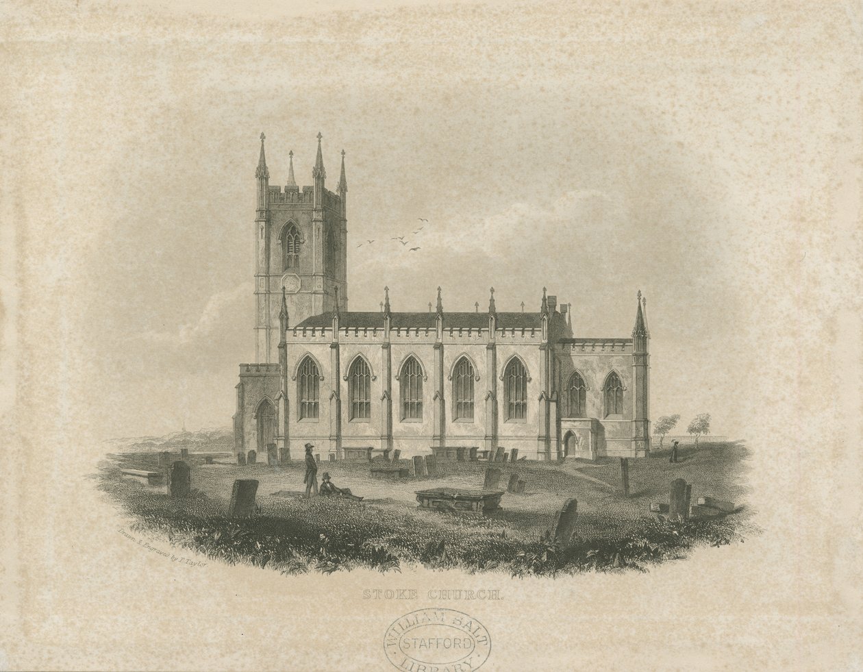 Stoke-upon-Trent Church [Ny]: stålgravering (vignetter) og [midten af det 19. århundrede] (tryk) af T Taylor