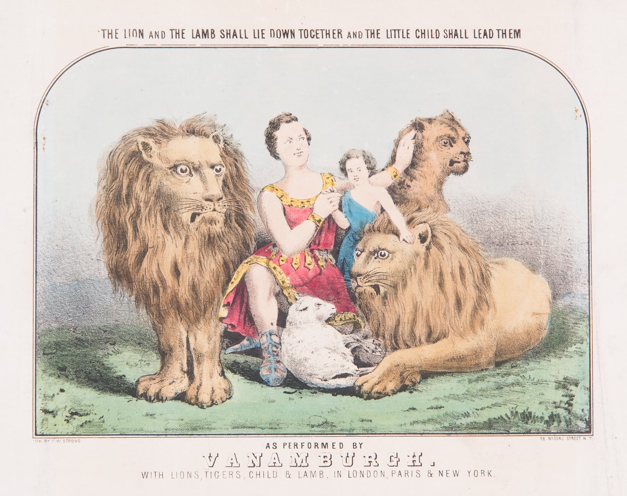 Løven og lammet skal ligge sammen og det lille barn skal lede dem, ca. 1840 (akvarel på papir) af T. W. Strong