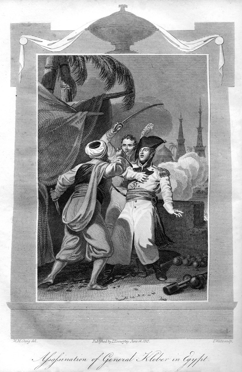 Mordet på general Kléber i Egypten, 1816. af T. Wallis