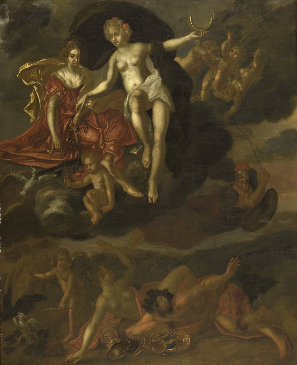 Diana og Virtus straffer Venus og Bacchus af T. van Malsen