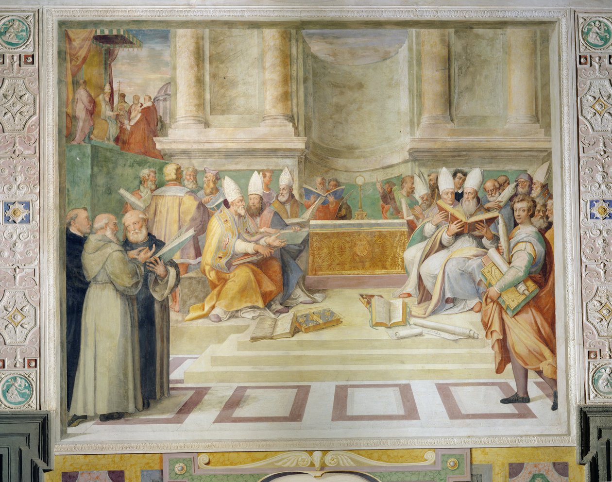 Proklamation af koncilet i Trent i 1546 for at reformere den kristne disciplin, i rådssalen af Federico Zuccaro
