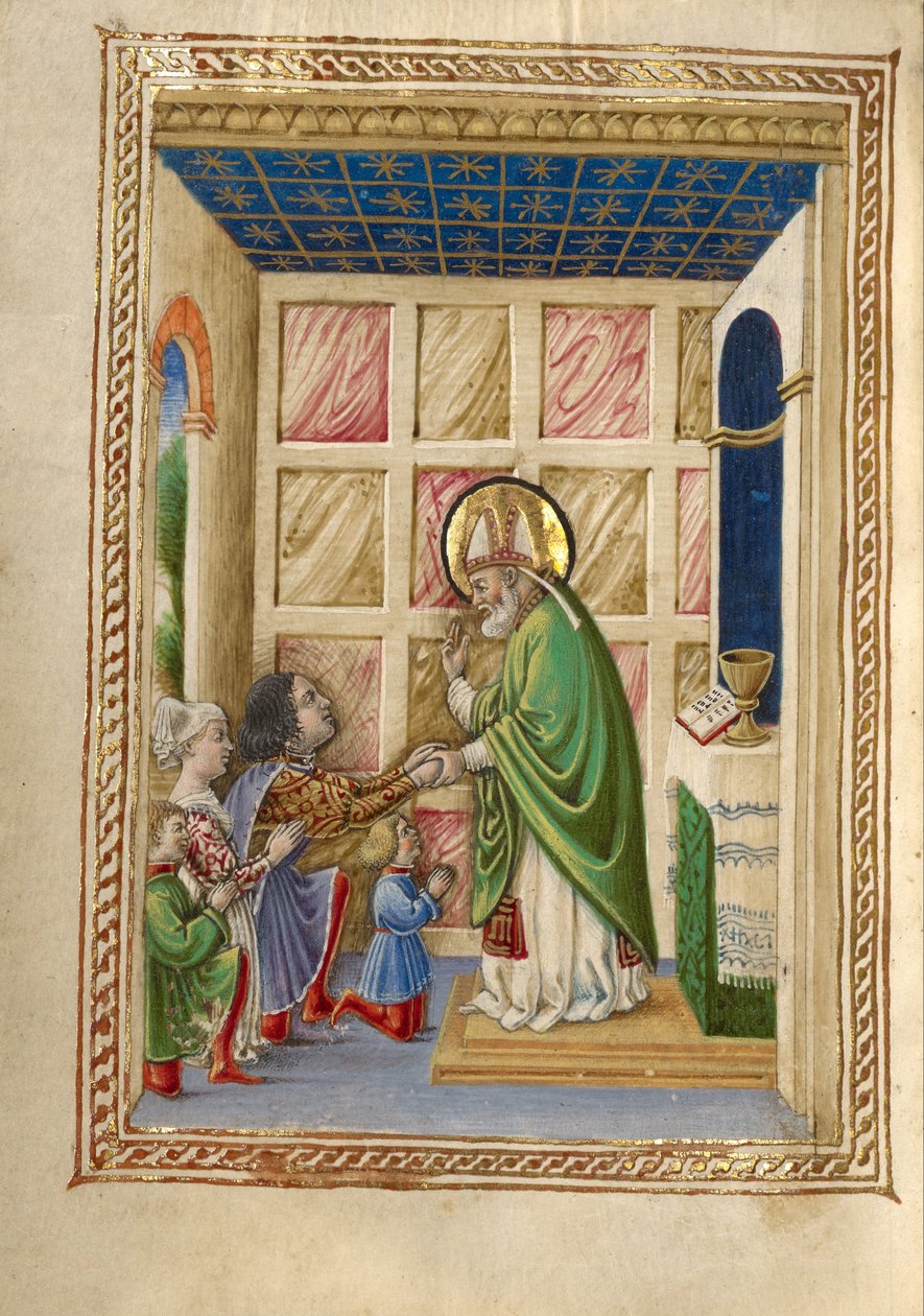 Saint Bellinus fejrer messe af Taddeo Crivelli