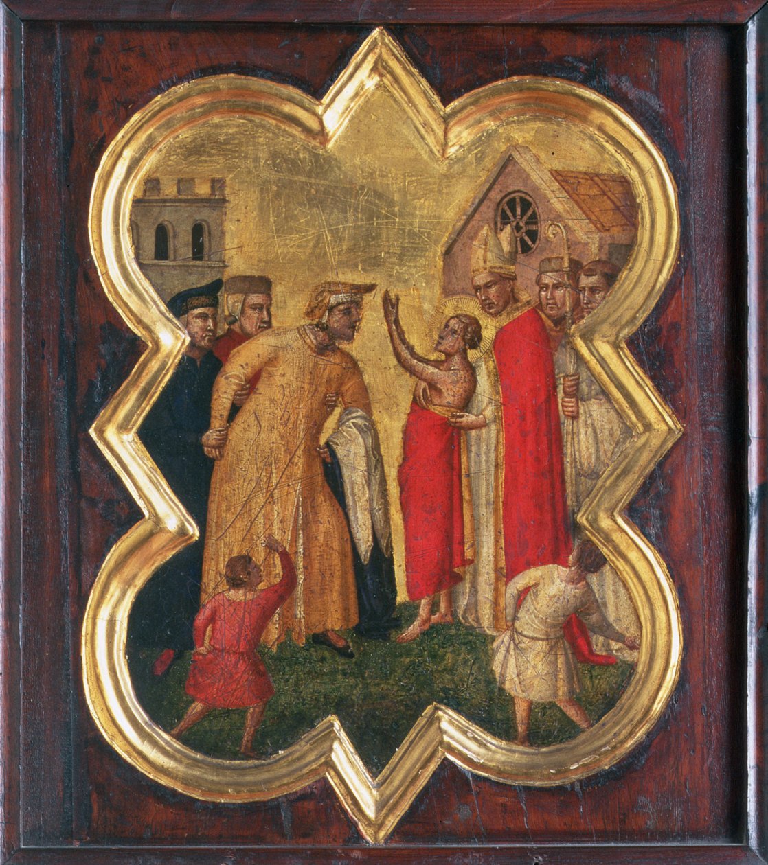 St. Francis før biskoppen (tempera på panel) af Taddeo Gaddi