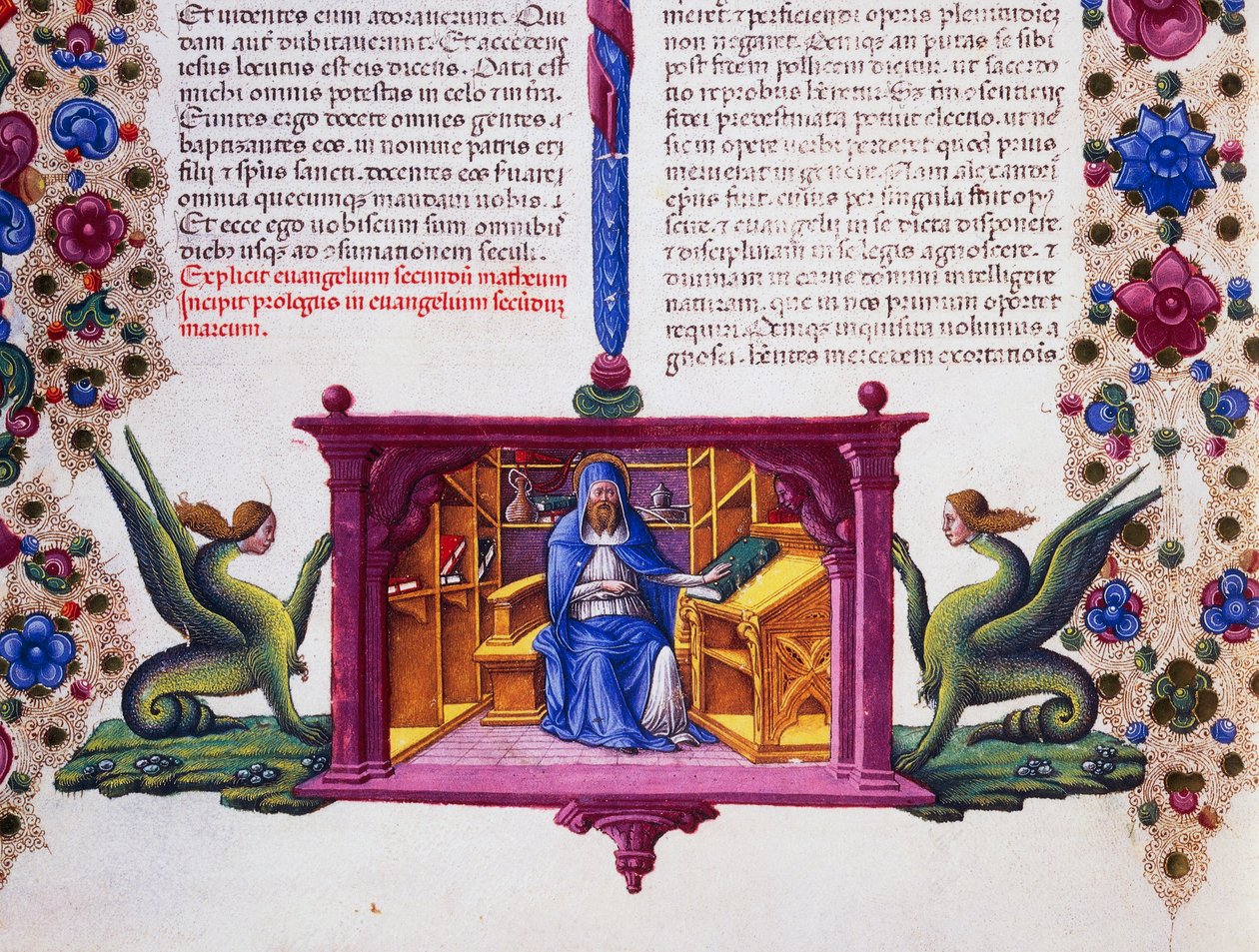 Grænsefrise ved foden af siden med St. Matthæus evangelisten, bind II f 148, v, Bible of Borso d