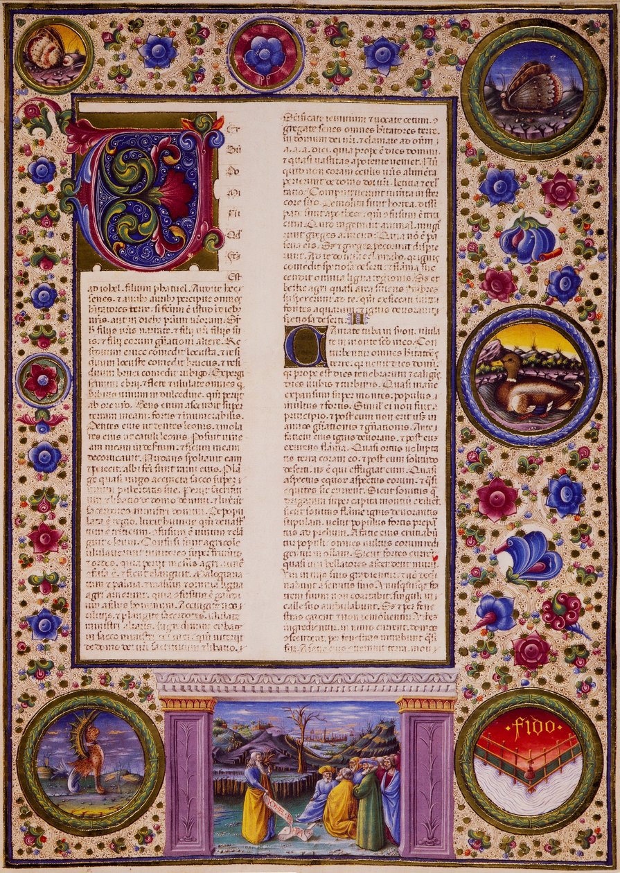 Incipit fra Joels Bog, fra bind II af Bible of Borso d