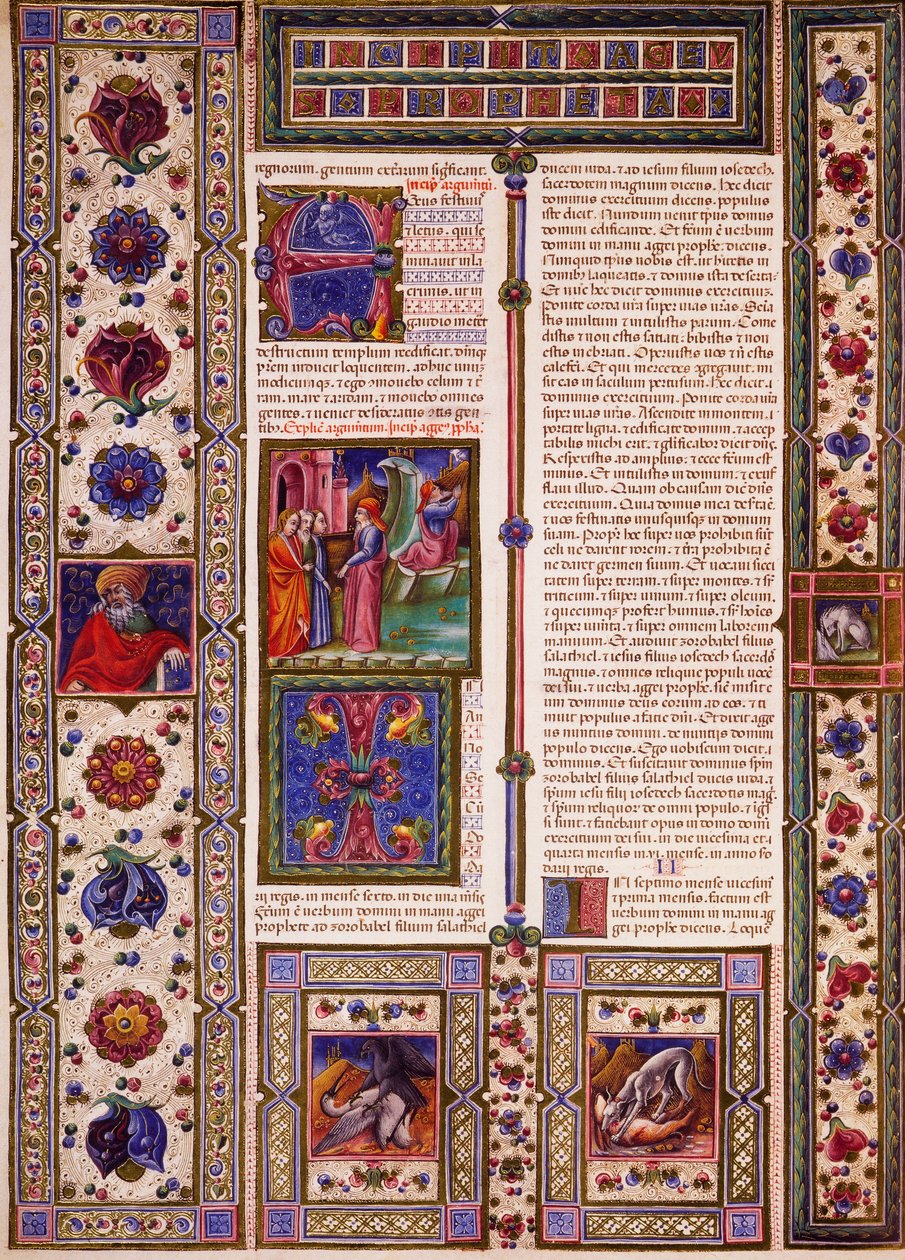 Incipit fra Nahums Bog, fra bind II af Bible of Borso d