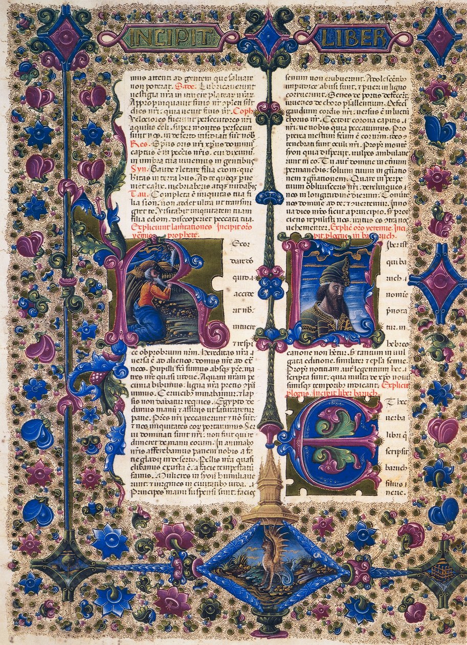 Incipit fra Profeten Baruchs Bog, fra bind II af Bible of Borso d