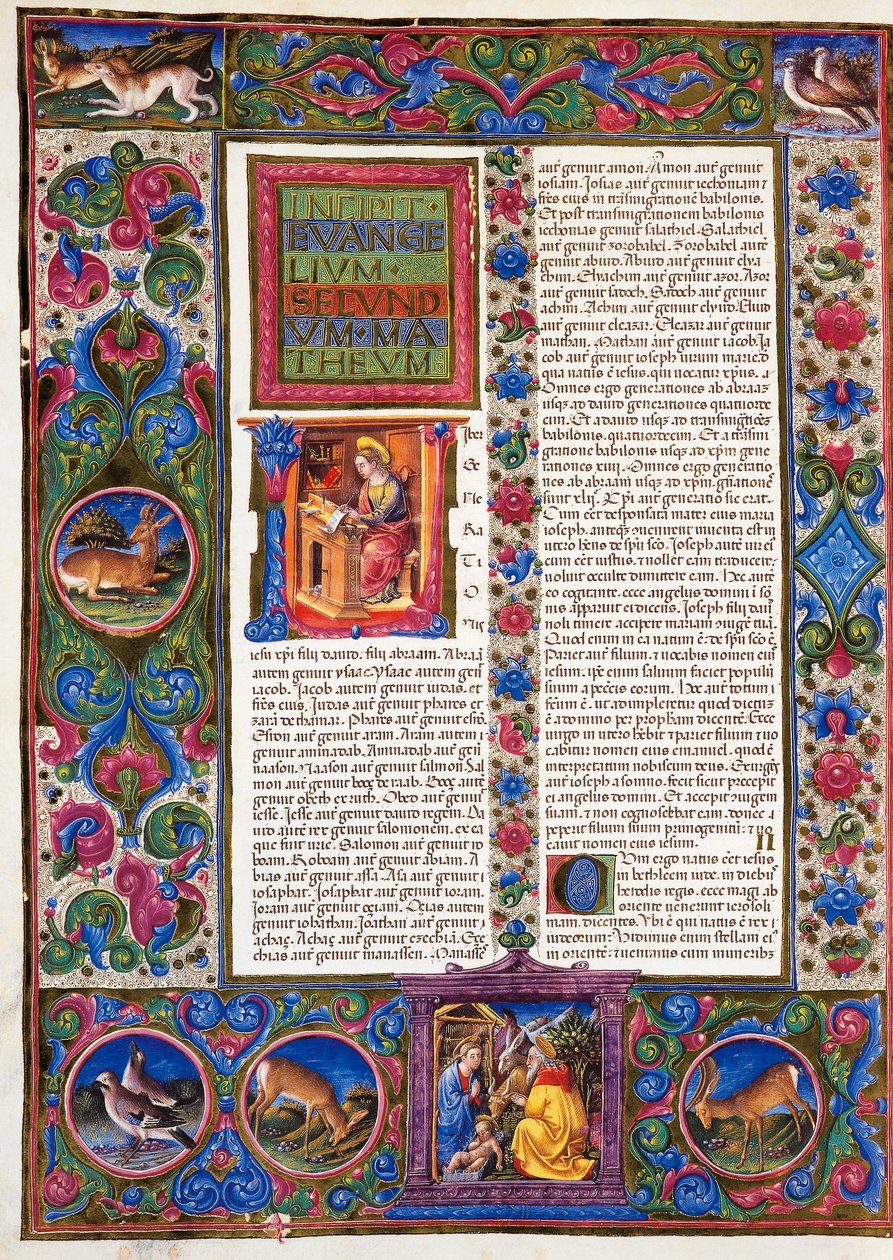 Incipit fra Matthæusevangeliet, fra bind II af Borso d