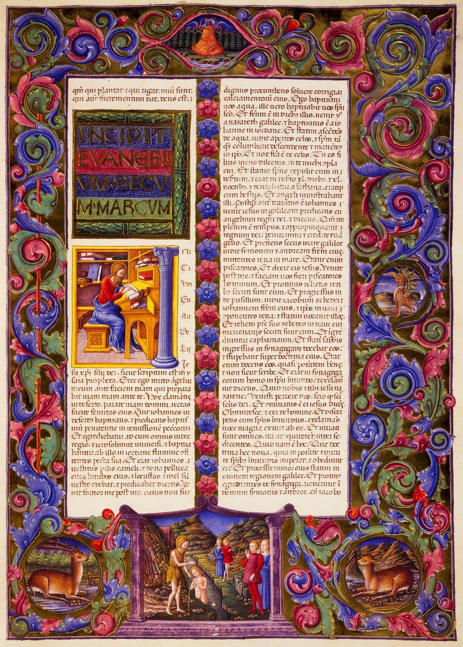 Incipit fra Markusevangeliet, fra bind II af Bible of Borso d