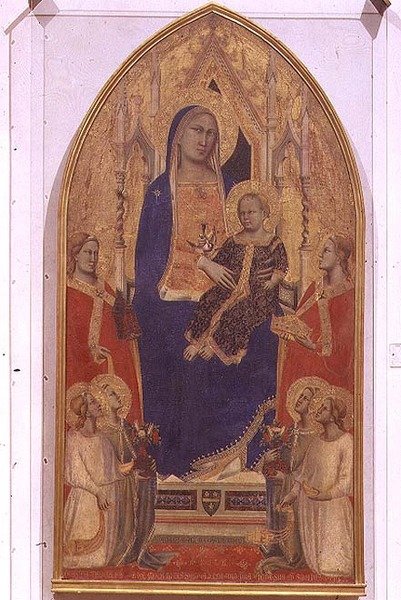 Madonna og barn med troner med SS. Maria Magdalene, Katarina af Alexandria og engle af Taddeo Gaddi
