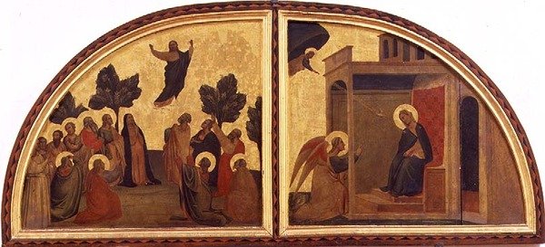 Himmelfarten og bebudelsen, lunette (tempera på panelet) af Taddeo Gaddi