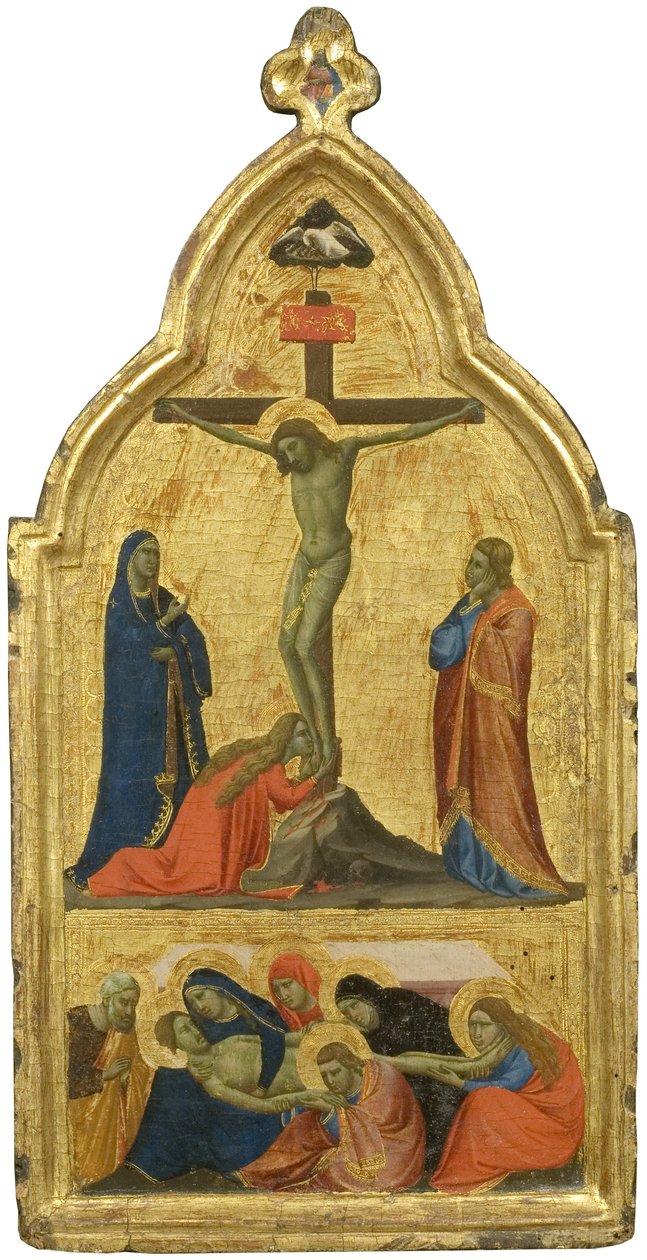 Korsfæstelsen og klagesangen (tempera på forgyldt panel) af Taddeo Gaddi